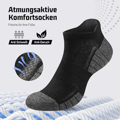 Effeet Trainer Socks Men Women 10/20 Pairs Breathable Cotton Sports Socks Short Half Socks Running Socks Black White Grey 43-46 39-42 47-50 35-38