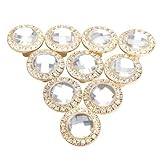 Pack of 10 Round Pull Handle Crystal Rhinestone Knob for Cupboard Drawer Wardrobe (Gold)