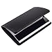 MaxGear Leather Business Card Holder Pocket Business Card Case Slim Business Card Wallet Business Card Carrier for Men & Women, Genuine Leather & Stainless Steel, Black