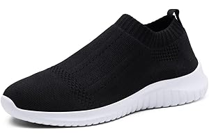TIOSEBON Women's Walking Sock Shoes Elastic Knit Lightweight Slip on Breathable Yoga Sneakers