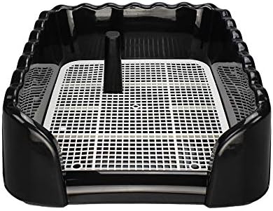 Alice Young Dog Toilet with Pee Post Pet Training Mesh Pad Loo Tray for Puppy Dog Pet Potty (L,Black)