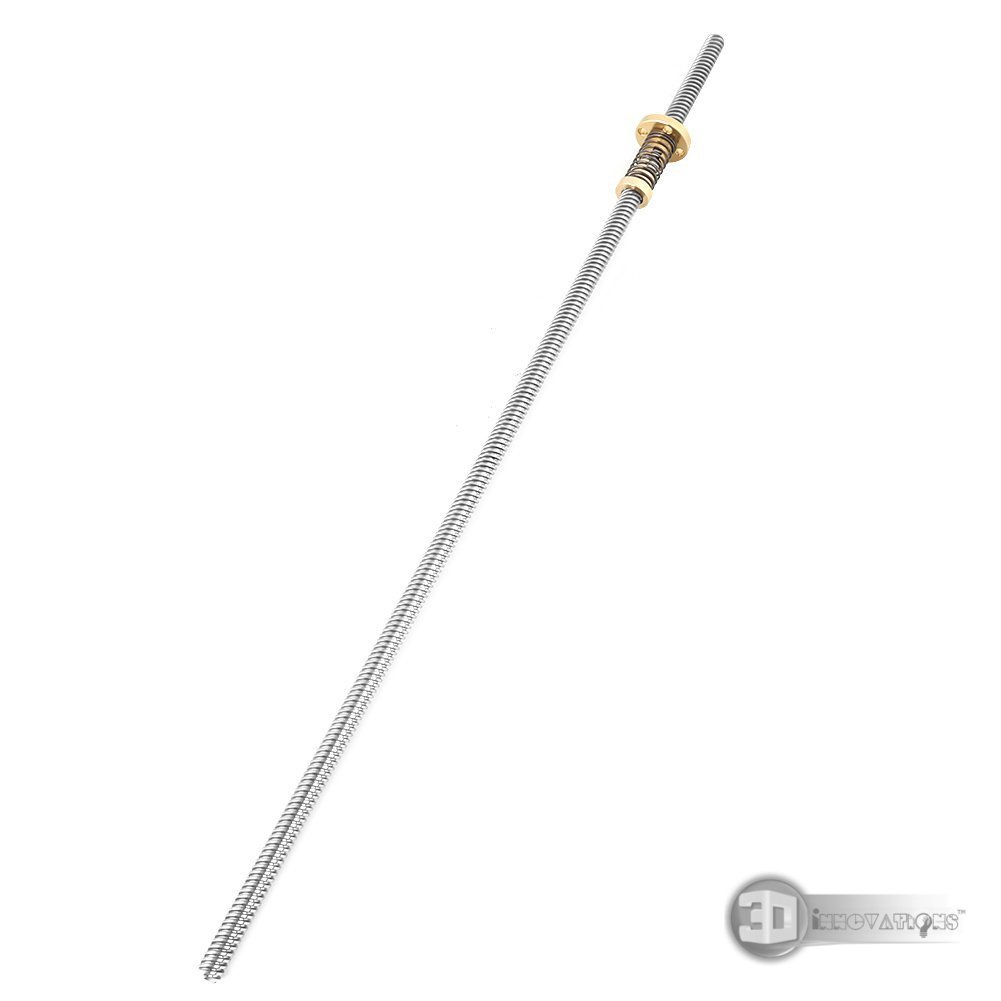 3DInnovations T8 Lead Screw Dia 8MM Pitch 2mm Lead 8mm Length 400mm with Anti Backlash Spring Loaded Nut (Qty: 1 pc Lead Screw & 1 pc nut)