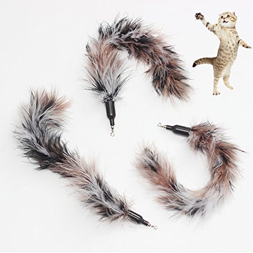 UEETEK 5 Pcs Replacement Refill Feather Catcher for Interactive Cat and Kitten Toy Wands