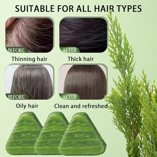 LBOYLOVE® Nature Triangle Shampoo Bar, Seven Green Soap Bar, Usman Grass Shampoo Soap for Hair Growth, Nourishes and Strengthens Hair, Moisturizing for Men & Women, 4.23 oz