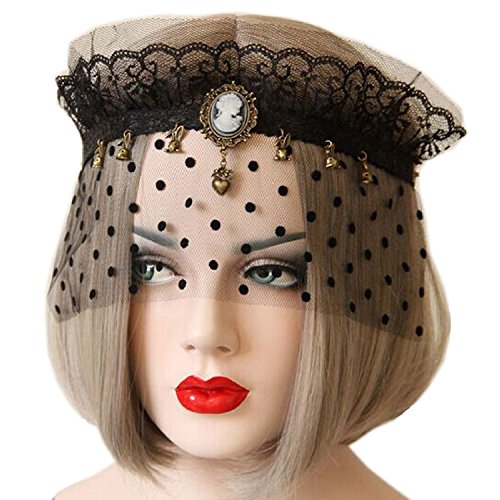 Genluna Halloween Cosplay Mask Black Lace Eye Veil Hollow Costume Masquerade Mask