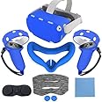 JYMEGOVR for Oculus Quest 2 Silicone Cover, Protective Cover Accessories for Meta VR, Multi Colors Soft Shell Skin, Controller Grips & Face Cover Set (Blue)