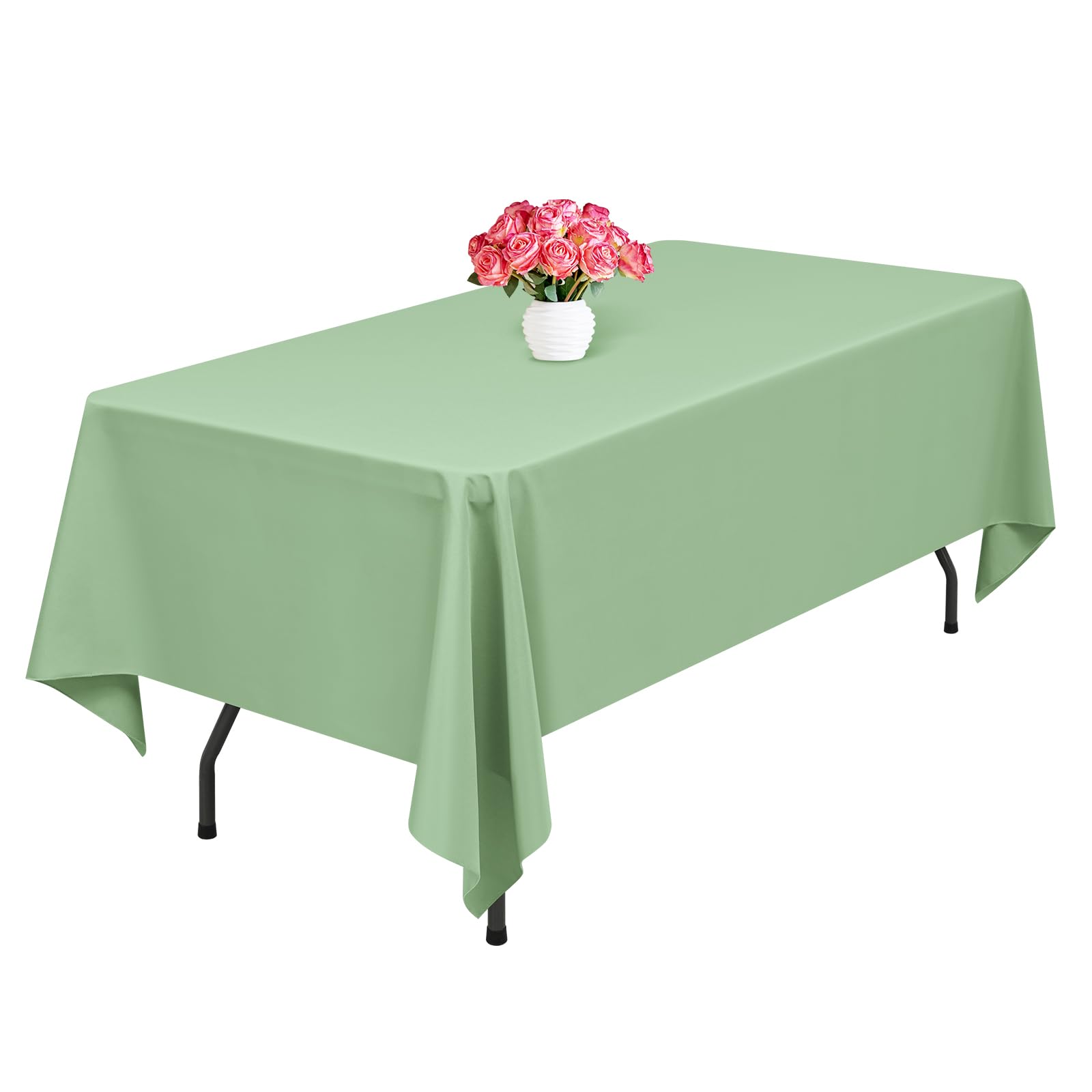 Lumaycens 1 Pack Sage Green Polyester Tablecloths,60 x 102 Inch for 6ft Rectangle Table Cloth Washable and Reusable Stain and Wrinkle Resistant for Wedding Party Banquet Camping Restaurant Decoration — image 1