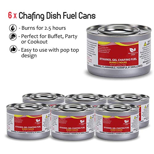 Chafing Dish Fuel Cans Includes 6 Ethanol Gel Chafing Fuels, Burns