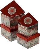 Christmas Gift Boxes; set of 4 foil boxes in different sizes with shiny colorful Snowflakes