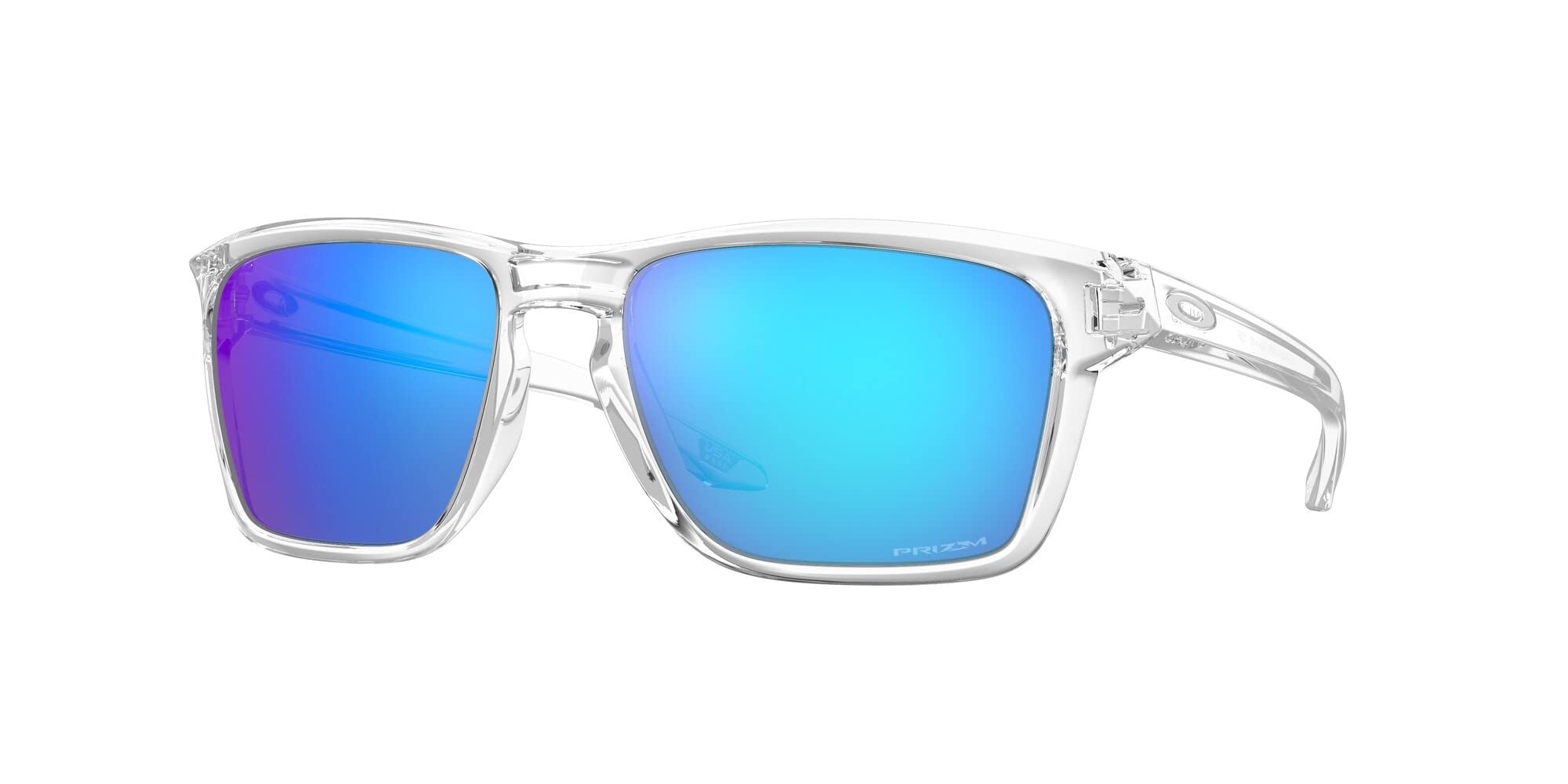 Photo 1 of Oakley Mens OO9448F Sylas Low Bridge Fit Rectangular Sunglasses, Polished Clear/Prizm Sapphire, 58 mm