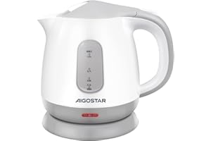 Aigostar Small Electric Kettle, 1L Portable Electric Tea Kettle 1100W with Automatic Shut-Off and Boil Dry Protection, Travel Hot Water Boiler Cordless for Making Coffee and Tea, BPA-Free, Grey