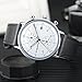 Men Quartz Watches Sports Chronograph Waterproof Genuine Leather Band Business Wristwatch … (white)