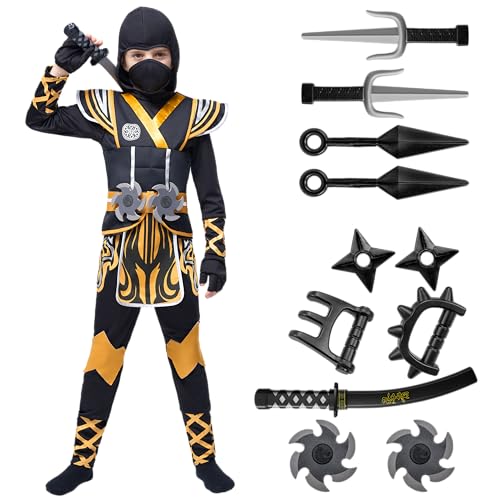Spooktacular Creations Kids Ninja Costume, Child Boy Ninja Outfit Set, Halloween Costume for Toddler Themed Dress Up Party