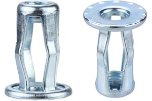 EROSHAK 25 Packs 1/4"-20 Rivet Nuts, Zinc-Plated Jack Nut, Insert Petal Nuts, Flat Head Threaded Expansion Nuts, Fasteners Dowels for Hollow Wall Iron Skin Thin Soft Wall