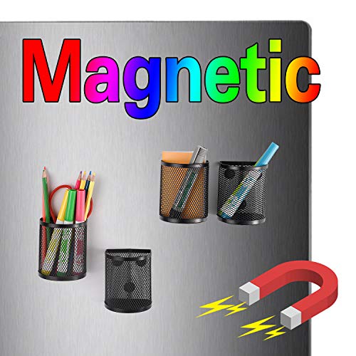 Magnetic Locker Organizer Set of 4,Mesh Pencil Holder Storage Baskets with Extra Strong Magnets - Perfect Marker and Pen Whiteboard, Refrigerator, Locker Accessories - Thumbnail 6