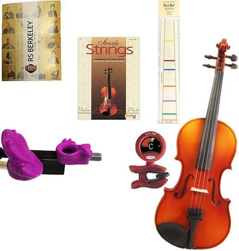 Knilling Europa 3/4 Size Violin Outfit (3K) -- with Purple Bow Hold Teaching Aid, Don't Fret Position Indicator for 1/2 Violin, Band Folder, Strictly Strings Book 1 for Violin, &amp; Tuner &amp; Metronome