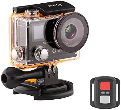 Gigue U1 REAL 4K Ultra HD 12MP Waterproof 2.4G Remote 170 Degree Wide Angle Dual (2 Inch LCD + 0.95 Inch OLED) Screen Super thin Sports & Action Camera With 2 Batteries