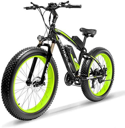 VTSP Mountain Bike Electric Bike Cruiser Bicycle 21 Speeds 1000W 48V 17AH,Upgraded XF660 e-Bike for Adults 4.0 x 26 Inch Fat Tire Mechanical Brake Brushless Shimano Pedal Assist LCD Display
