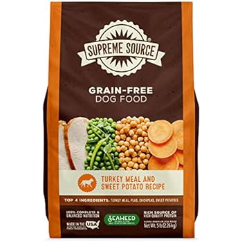 Supreme Source Premium Dry Dog Food Grain Free, USDA Organic Seaweed, Protein, Turkey Meal & Sweet Potato Recipe for All Life Stages. Made in The USA. (5lb)