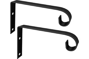 Jantens 6-inch Hanging Plant Bracket 2 Pack, Metal Plant Hook for Indoor & Outdoor, Decorative Wall Plant Hanger for Hanging Planters, Lanterns, Bird Feeders, Flower Baskets - Black