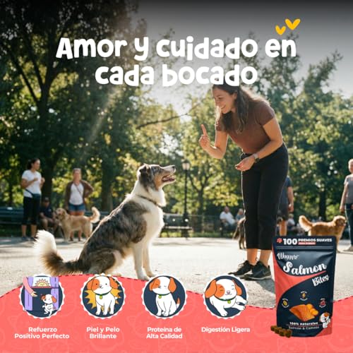 Waggys Bites | Premios para Perro Naturales | Suaves, Sin Granos, Altos en Proteína | Camote y Salmón | Ricos y Deliciosos | Snack Saludable para Mascotas | Ideal para Entrenamiento | 100 Soft Chews