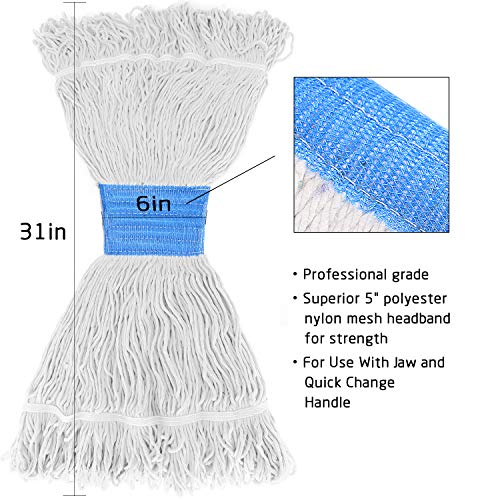 LoopEnd Commercial String Mop Head, 6 Inch Headband, Mop Head