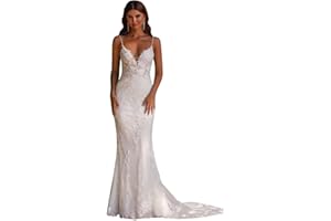 CANTCAULI Mermaid Wedding Dress Lace Appliques Slit Long Sleeves Bridal Dress