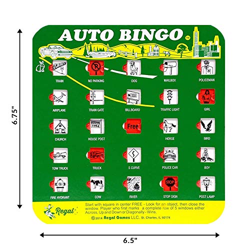 Green Auto Backseat Bingo Pack of 4 Bingo Cards Great For Family