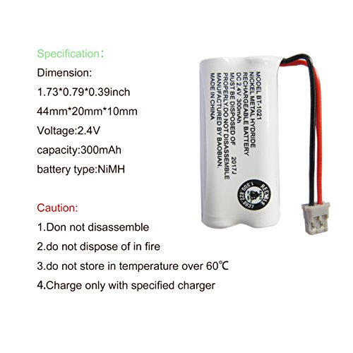 BT-1021 BT-1016 BT-1008 BT-1025 Handset Cordless Telephone Battery BAOBIAN BBTG0847001 BBTG0798001 Cordless Phone Battery for Uniden BT1021 BT1008 BT1016 BT1025 Empire CPH-515B Phone (Pack of 4)