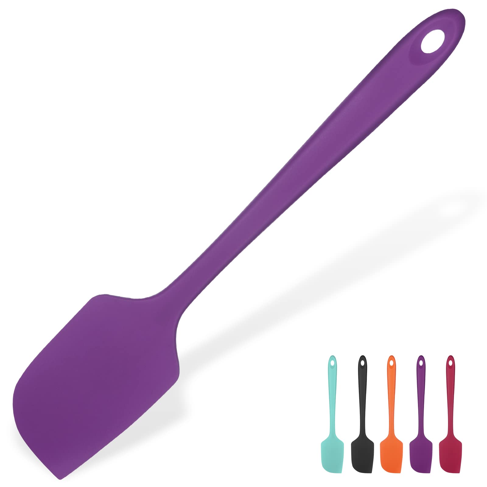 35.6cm Extra Large Silicone Spatula: U-Taste 315℃ Heat Resistant Long Flexible Rubber Bowl Scraper, Seamless Mixing Stirring Cooking Scraping Baking Spreader for Kitchen Nonstick Cookware (Purple)