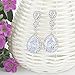 EVER FAITH Zircon Austrian Crystal Wedding 8-Shape Pierced Earrings Silver-Tone
