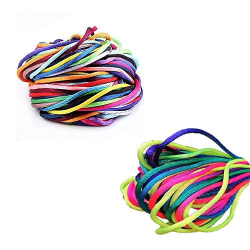 12 Colors 130 Yards 2.0mm Satin/Rattail Silk Cord Nylon String Nylon Beading String for Necklace Bracelet Beading Cord