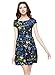 FCLM Women's Scoop Neck Print Pleats Cocktail Party Floral Dress Short