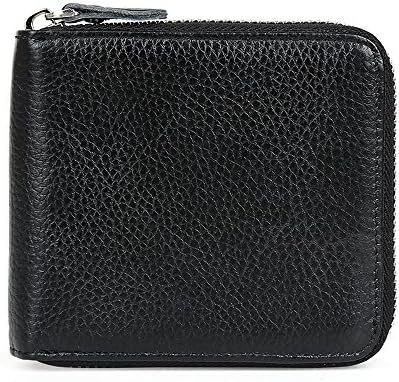 Neweekend Men's RFID Blocking Vintage Genuine Leather Zipper Around Wallet Travel Card Holder (1)