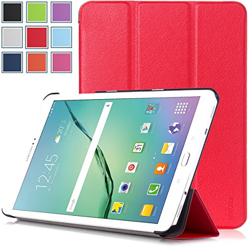 Samsung Galaxy Tab S2 9.7 Case - HOTCOOL Ultra Slim Lightweight SmartCover Stand Case For 2015 Released Samsung Galaxy Tab S2 9.7-Inch Tablet(With Smart Cover Auto Wake/Sleep), Red