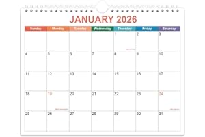 RUNTIOVAL Calendar 2026, Wall Calendar 2026-2027 from January 2026 - June 2027, 18 Months Calendar with Premium Paper, Twin-Wire Binding & Hanging Hook, 8.5" x 11", Colorful