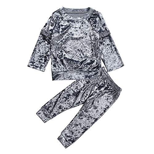 chinatera Little Girls Coral Fleece Clothes Set Velvet Blouse Tops Pants Fall Winter Clothes Tracksuit