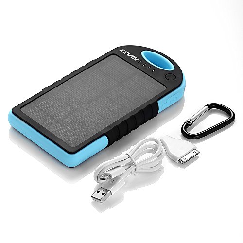 Levin 12000mAh Solar Panel USB Port External Battery Power Pack for