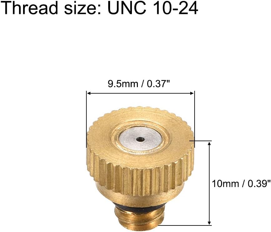 sourcing map Brass Misting Nozzle - 10/24 UNC 0.8mm Orifice Dia Replacement Heads for Outdoor Cooling System - 5 Pcs - Image 3