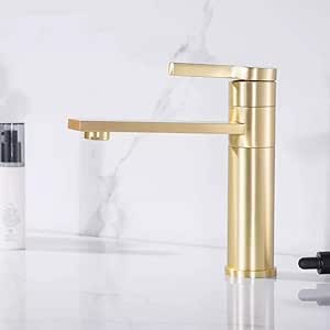 Grifos Latón cepillado oro simple frío y caliente debajo del lavabo