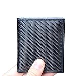 SERMAN BRANDS - RFID Blocking Leather Slim Wallet,Thin Minimalist Front Pocket Wallets For Men Credit Card Holder Carbon Fiber Pull Tab