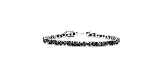 Gioielleria Gold Gala Tennisarmband, Silber 925, rhodiniert, Weißgold, 18 Karat, Zirkonia (schwarz), Brillantschliff, Diamant