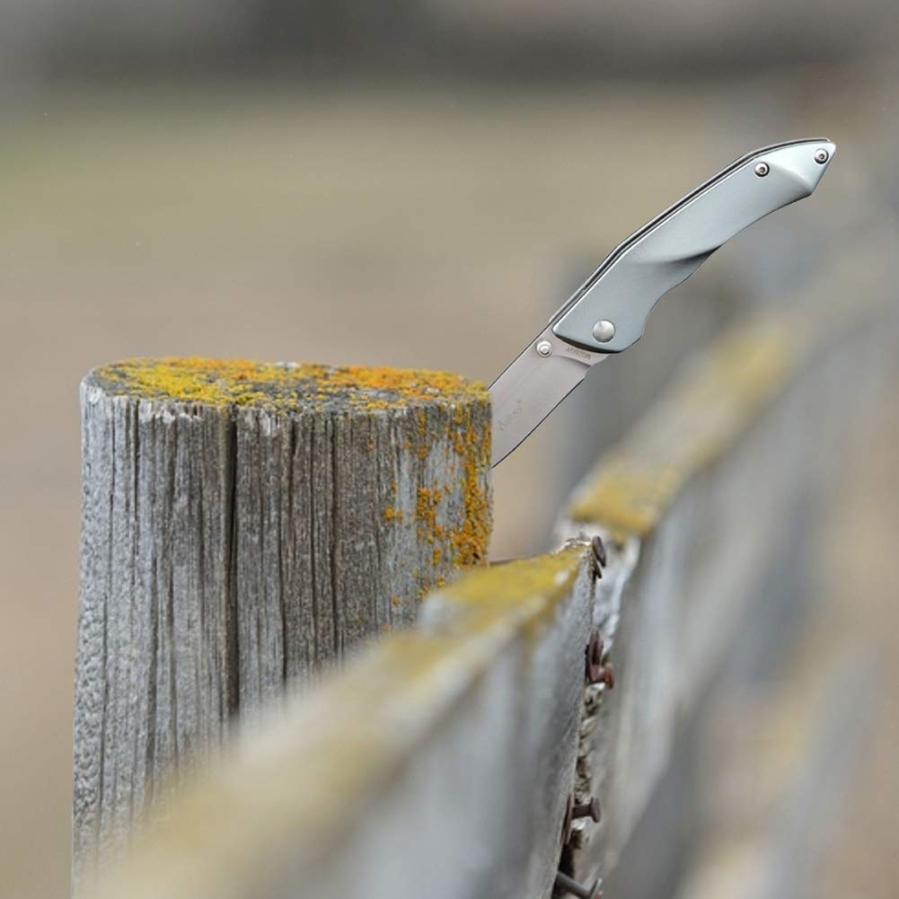 EDC Pocket Knife, 8Cr13MoV Stainless Steel Blade Folding Knife with Aluminum Handle, Belt Clip, Liner Lock Perfect for Outdoor Hunting Camping Fishing Self Defense Every Day Carry