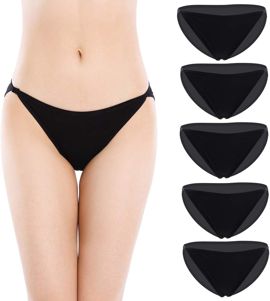 Nightaste Womens String Bikini Briefs Soft Cotton Low Rise High-Cut Panties