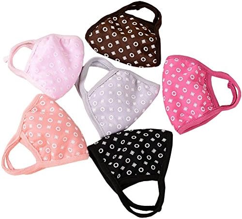 Ayygift 6pcs Korean Woman's Lovely Round Pattern Face Mouth Mask Anti-fog Dust Proof Earloop Cycling Keep Warm