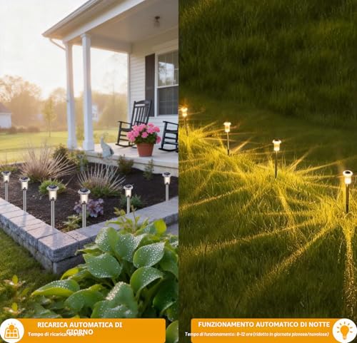Aourow 6 Pieces Outdoor Garden Solar Lights Warm Light Garden Lamps Waterproof LED Solar Lamps for Garden, Balcony, Patio, Lawn, Paths, Yard