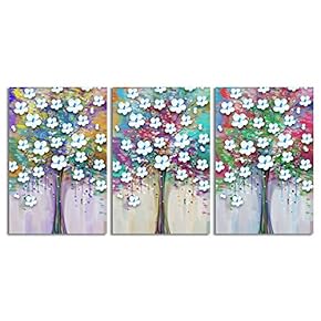 Canvas Wall Art Chinese Lucky Tree Oil Painting Artwork for Home Prints Framed - 16"x24" x 3 Panels