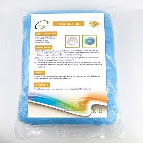 OKEKON Disposable Bouffant Caps Non-woven Dust Cap Hair Net,Elastic Hats Latex Free Great For: Labs, Industry, Food Service, Hospitals With Lightweight & Breathable One Size Fits Most,100Pcs Blue - Thumbnail 6