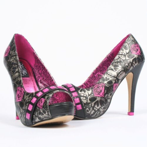 Muerte Punk Princess Platform Heels in Pewter by Iron Fist, Size: 7 W US, Color: Pewter