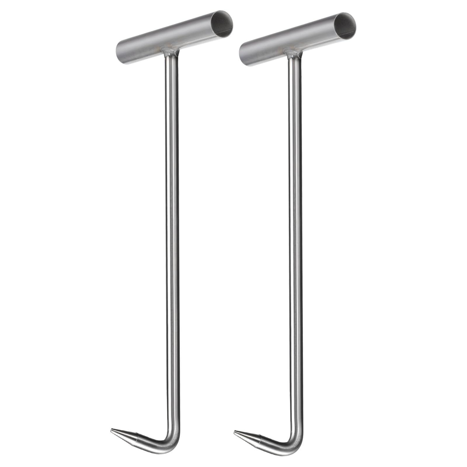 Photo 1 of uxcell 2Pcs 15inch T-Handle Meat Boning Hook with Wide Handle, Stainless Steel T Hooks for Kitchen, Butcher Shop, Restaurant, BBQ Tool, Silver